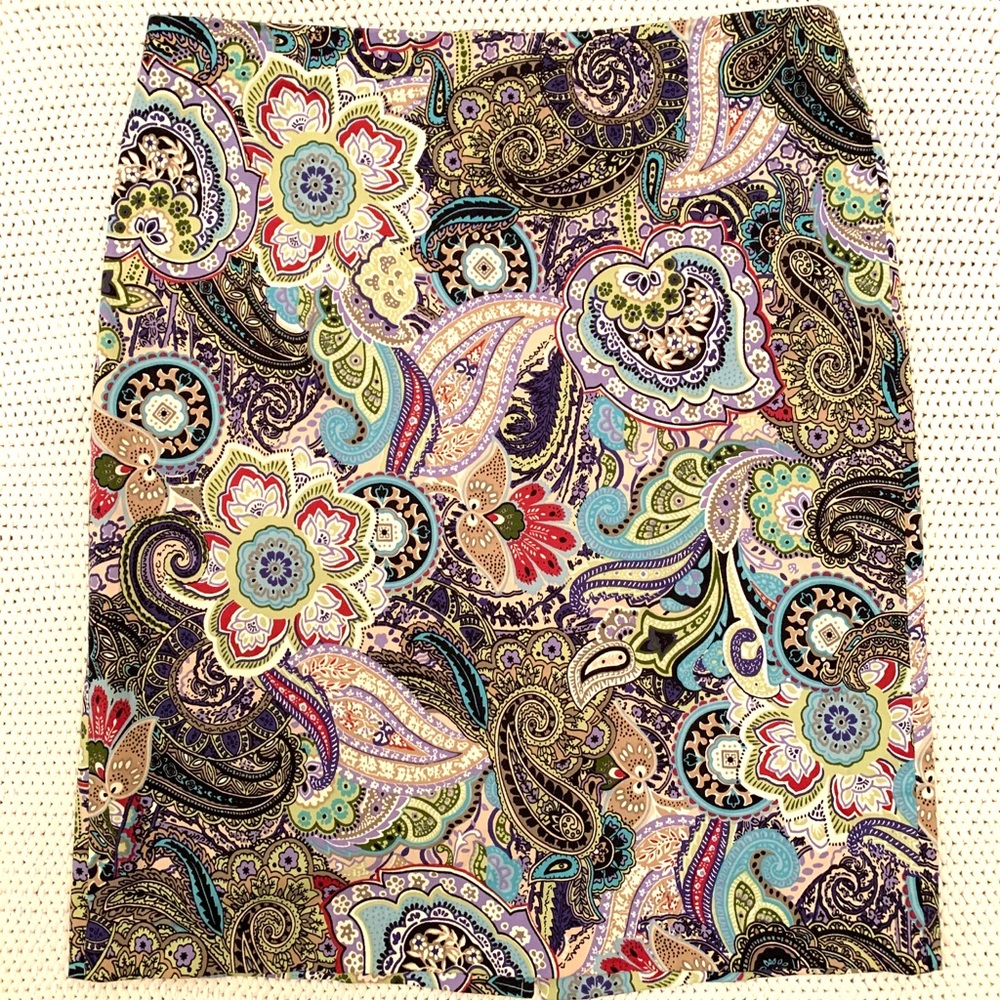 Talbots Multicolor Paisley Stretch Skirt Size 12